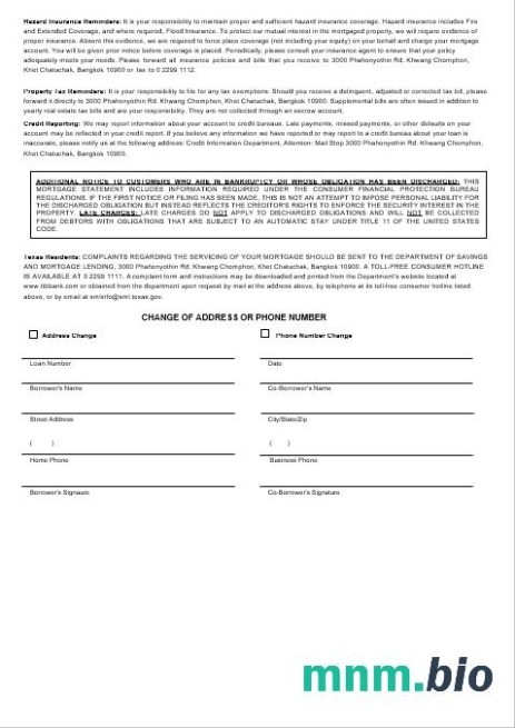 Tajlandia TMBThanachart Bank wyciąg z kredytu hipotecznego w formatach Word i PDF 3